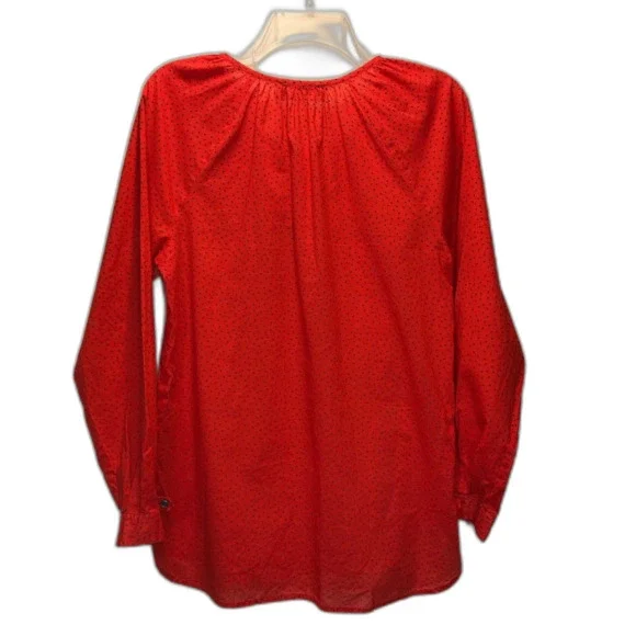 THE LOFT Orange + Gray Polka Dot Blouse Small - Picture 6 of 7